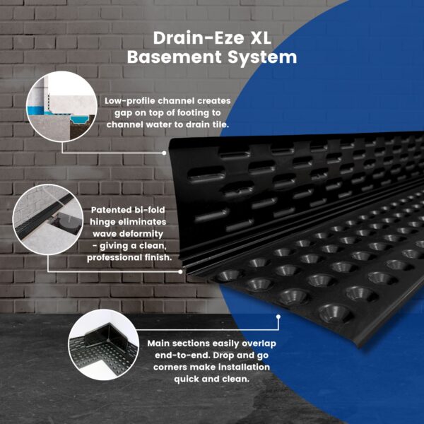 Drain-Eze XL Basement System 6ft Sections (180ft Cartons) - Image 2