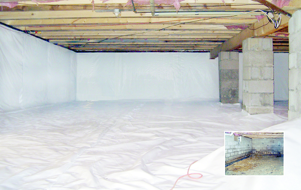 Crawl space vapor barrier liner | Professional basement waterproofing supplies