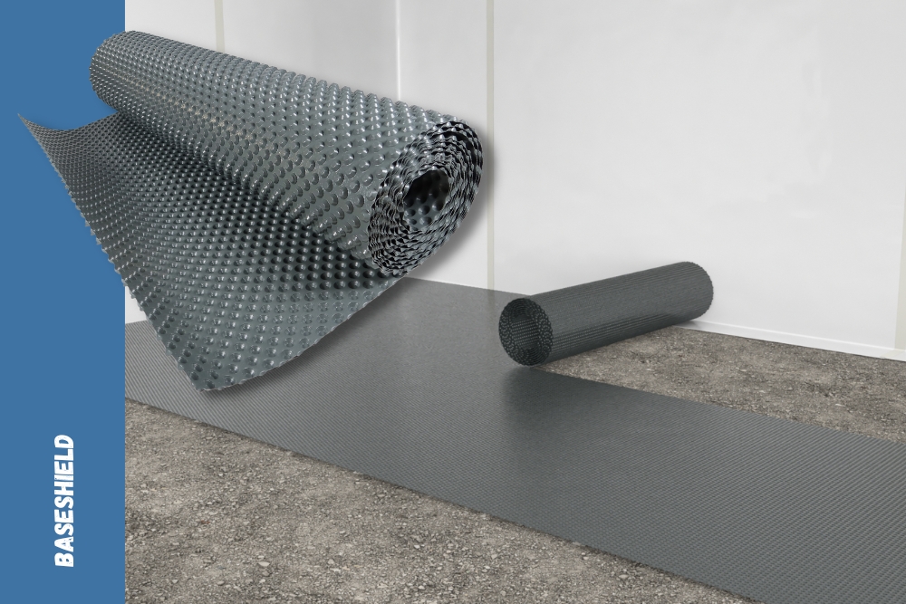 BaseShield drainage dimple mat for waterproofing basement and crawl spaces