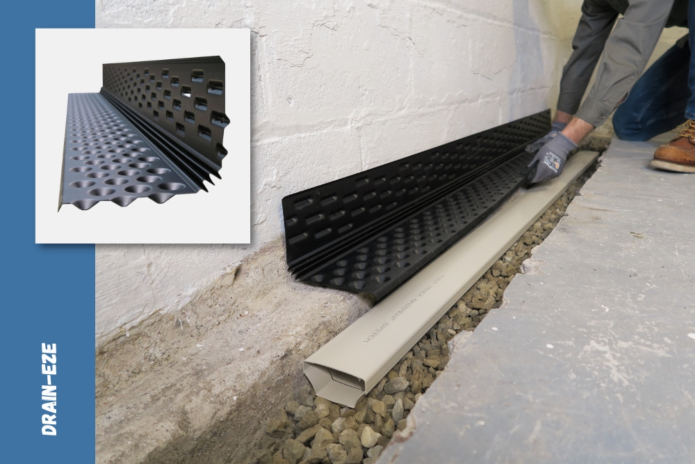 Drain-eze footer dimple drainage board basement waterproofing channel