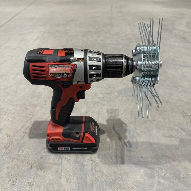 Wire drill attachment to strip paint from concrete