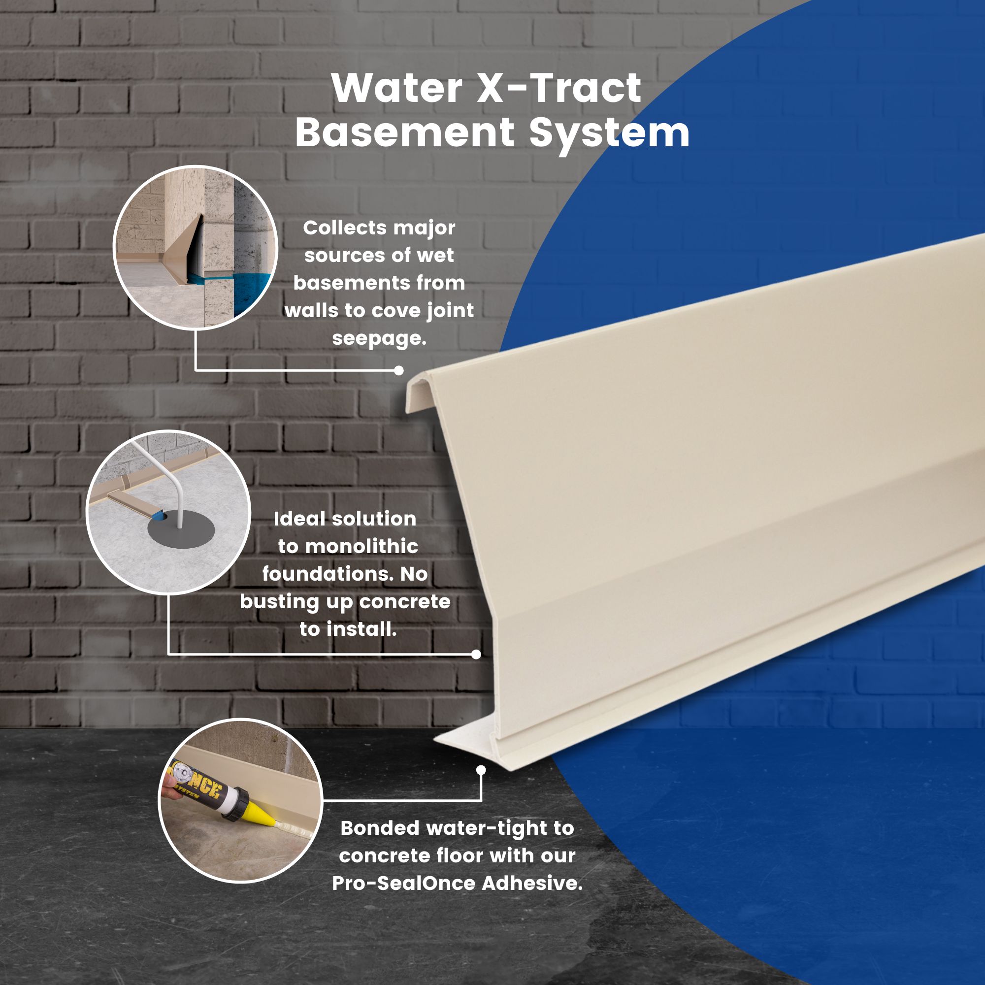 water xtract basement waterproofing system baseboard channel